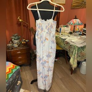 New With Tags Karlie white smocked top white floral jumpsuit. Small. Retail $88